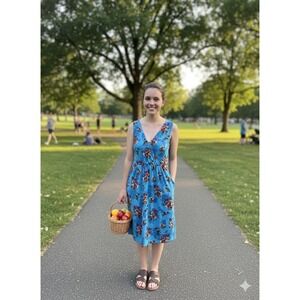 Garnet Hill Sleeveless Dress Size S. With Pockets. 17"-20" PTP,  40" Long...